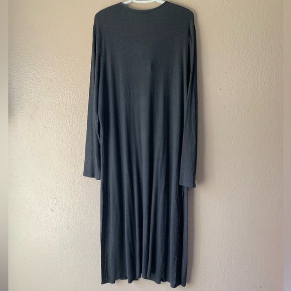 Indigo Thread Made In Italy Gray Ribbed Split Front Cozy Chic Maxi Dress Size 2X - Picture 2 of 8